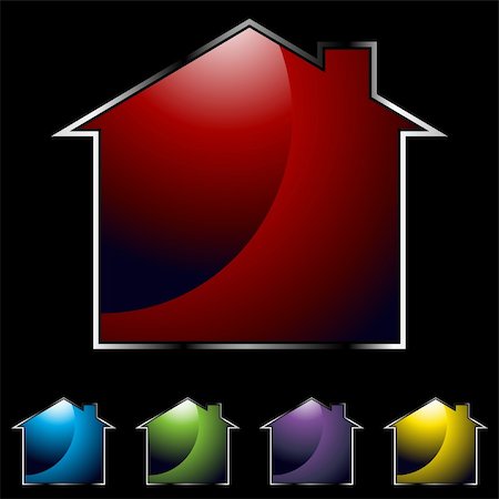 simsearch:400-05692102,k - An image of a glossy home icons on black background. Photographie de stock - Aubaine LD & Abonnement, Code: 400-04344438