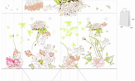 flower packaging design - Template for bag with flowers Stock Photo - Budget Royalty-Free & Subscription, Code: 400-04344505