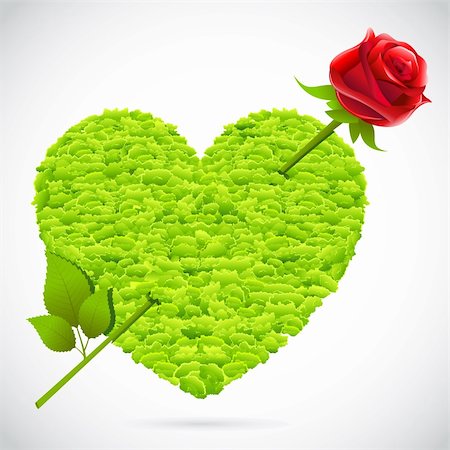 simsearch:400-07265416,k - illustration of grass heart with rose arrow across it Stock Photo - Budget Royalty-Free & Subscription, Code: 400-04344512