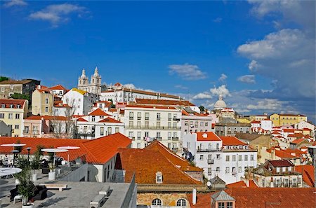 Portugal capital Lisbon city landscape architecture building rooftops Stockbilder - Microstock & Abonnement, Bildnummer: 400-04344576