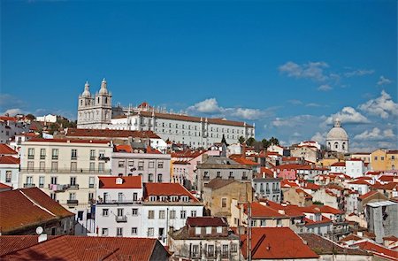 Portugal capital Lisbon city landscape architecture building rooftops Stockbilder - Microstock & Abonnement, Bildnummer: 400-04344579