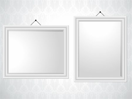 simsearch:400-08752677,k - Vector - White Picture Frames on Wallpaper Background Stock Photo - Budget Royalty-Free & Subscription, Code: 400-04344616