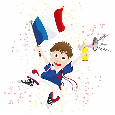 simsearch:400-04186127,k - Vector - France Sport Fan with Flag and Horn Stockbilder - Microstock & Abonnement, Bildnummer: 400-04344620