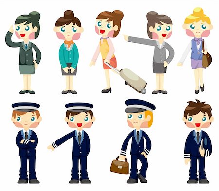 flight cabin - cartoon flight attendant/pilot icon Stock Photo - Budget Royalty-Free & Subscription, Code: 400-04344662