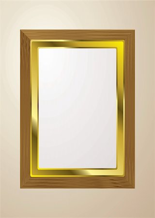 Grained light wood picture frame for gallery with gold trim Stock Photo - Budget Royalty-Free & Subscription, Code: 400-04344728