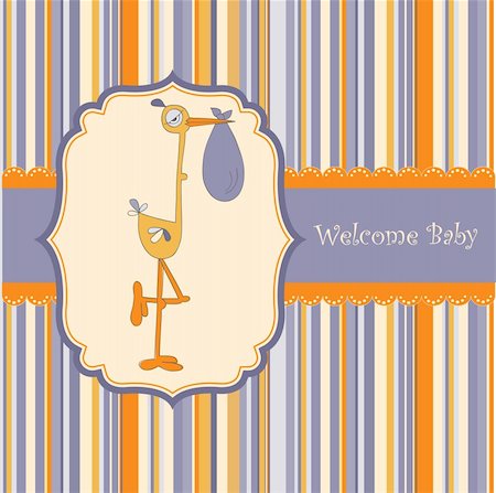 welcome baby card with stork Stock Photo - Budget Royalty-Free & Subscription, Code: 400-04344764