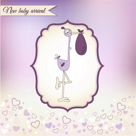 welcome baby card with stork Stock Photo - Budget Royalty-Free & Subscription, Code: 400-04344770