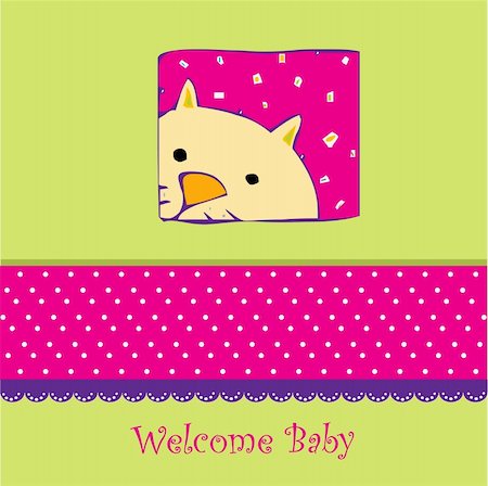 retro cat pattern - Birth card announcement with cat Stock Photo - Budget Royalty-Free & Subscription, Code: 400-04344794