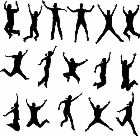 simsearch:400-04124284,k - jumping people silhouettes - vector Fotografie stock - Microstock e Abbonamento, Codice: 400-04344809