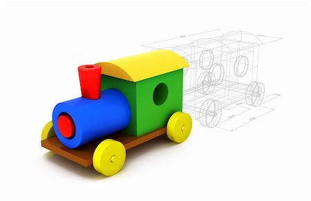 3d colorful plastic train isolated on white background. From childhood to adulthood concept Stock Photo - Budget Royalty-Free & Subscription, Code: 400-04345124