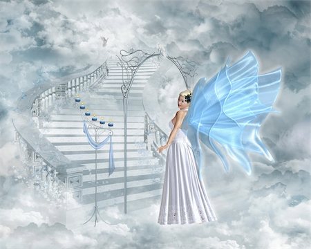 dove cherub - An angel shows the way to heaven Stock Photo - Budget Royalty-Free & Subscription, Code: 400-04345183