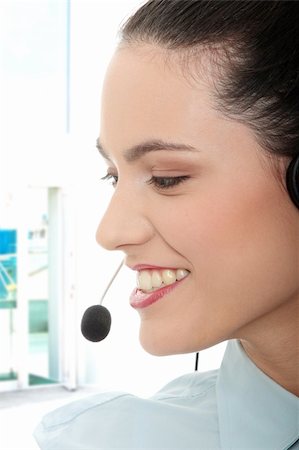 simsearch:400-08293929,k - Call center woman with headset. Stock Photo - Budget Royalty-Free & Subscription, Code: 400-04345503