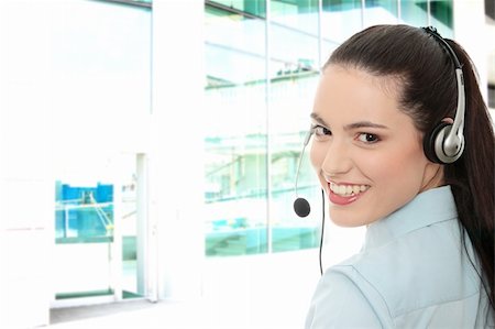 simsearch:400-08293929,k - Call center woman with headset. Stock Photo - Budget Royalty-Free & Subscription, Code: 400-04345550