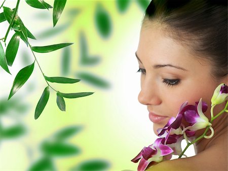simsearch:400-06096871,k - Beauteful spa girl with orchid Stock Photo - Budget Royalty-Free & Subscription, Code: 400-04345653