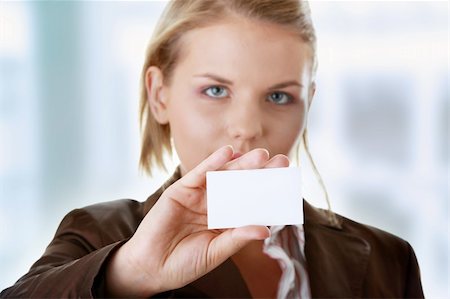 Lady with blank business card Stock Photo - Budget Royalty-Free & Subscription, Code: 400-04345735