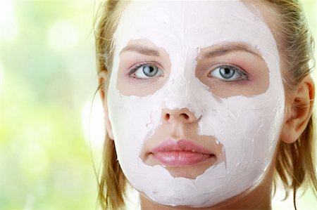 face and cleanse and one person - Cosmetics mask of clay on the  young female face Stock Photo - Budget Royalty-Free & Subscription, Code: 400-04345737