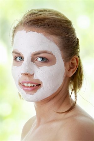 face and cleanse and one person - Cosmetics mask of clay on the  young female face Stock Photo - Budget Royalty-Free & Subscription, Code: 400-04345740