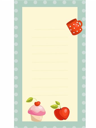 recipes paper - old fashioned recipe card ,  vector illustration Foto de stock - Super Valor sin royalties y Suscripción, Código: 400-04345896