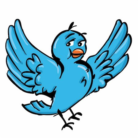 Cartoon of blue bird ready for twitter Stock Photo - Budget Royalty-Free & Subscription, Code: 400-04346062