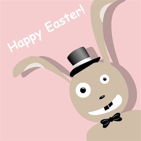 simsearch:400-08933060,k - Vector Easter greeting card with rabbit in top hat Foto de stock - Super Valor sin royalties y Suscripción, Código: 400-04346337