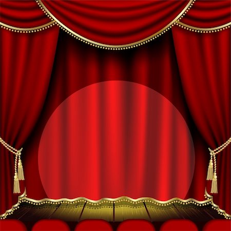 Theater stage  with red curtain. Clipping Mask Stock Photo - Budget Royalty-Free & Subscription, Code: 400-04346451