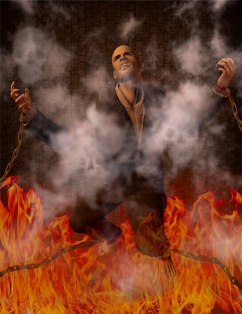 simsearch:400-07486435,k - Man Chained in Hell Stock Photo - Budget Royalty-Free & Subscription, Code: 400-04346468