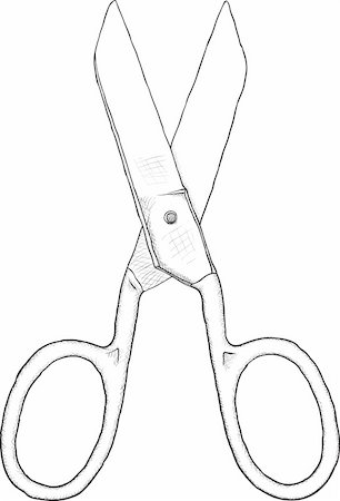 simsearch:400-07052460,k - Simple monochrome vector artwork - big dressmaker scissors on a white background Photographie de stock - Aubaine LD & Abonnement, Code: 400-04346810