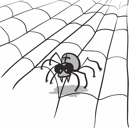 simsearch:400-08200203,k - A simple monochrome vector image - a stylized spider and web Foto de stock - Royalty-Free Super Valor e Assinatura, Número: 400-04346812