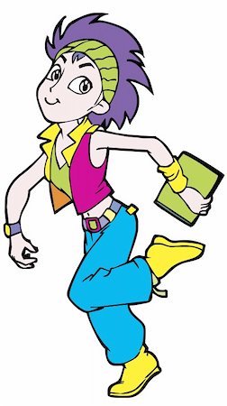 funky cartoon girls - a vector illustration of colorful girl Stock Photo - Budget Royalty-Free & Subscription, Code: 400-04346832