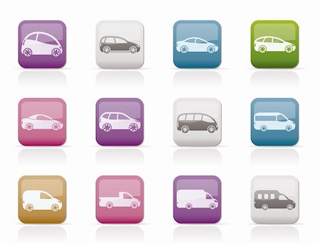 small business transportation - different types of cars icons - Vector icon set Photographie de stock - Aubaine LD & Abonnement, Code: 400-04346917