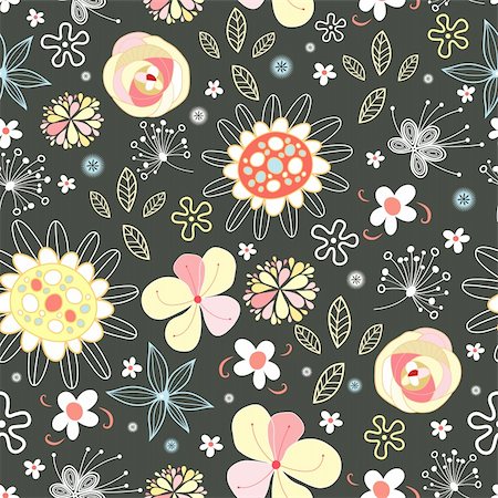 simsearch:400-04910406,k - seamless warm floral pattern on a dark background Stock Photo - Budget Royalty-Free & Subscription, Code: 400-04346934