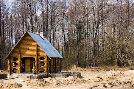 The house new from logs against wood Stock Photo - Budget Royalty-Free & Subscription, Code: 400-04346957