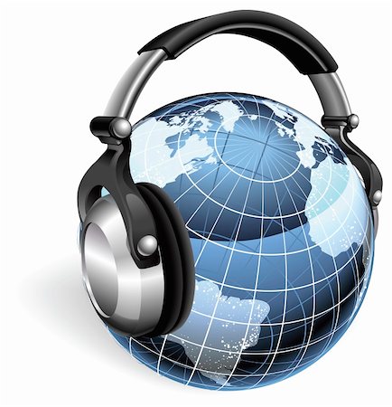 The world earth globe listening to music on funky headphones. Stock Photo - Budget Royalty-Free & Subscription, Code: 400-04347090