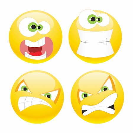 Set of cool smileys. Vector illustration, isolated on a white. Stock Photo - Budget Royalty-Free & Subscription, Code: 400-04347219