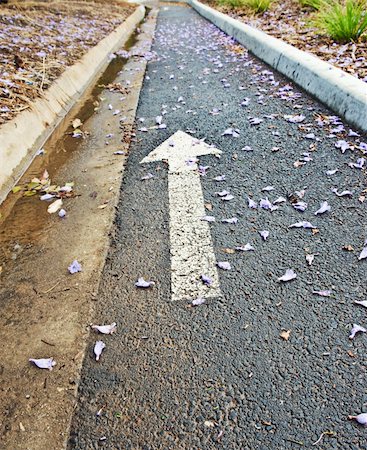 simsearch:400-05100151,k - Bicycle lane with arrow  on the road after shower Photographie de stock - Aubaine LD & Abonnement, Code: 400-04347343