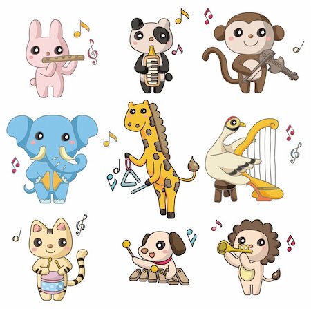 cartoon animal play music  icon Stock Photo - Budget Royalty-Free & Subscription, Code: 400-04347354