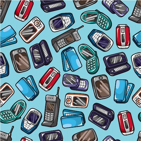 pattern digital tech cute - seamless mobile phone pattern Stock Photo - Budget Royalty-Free & Subscription, Code: 400-04347358