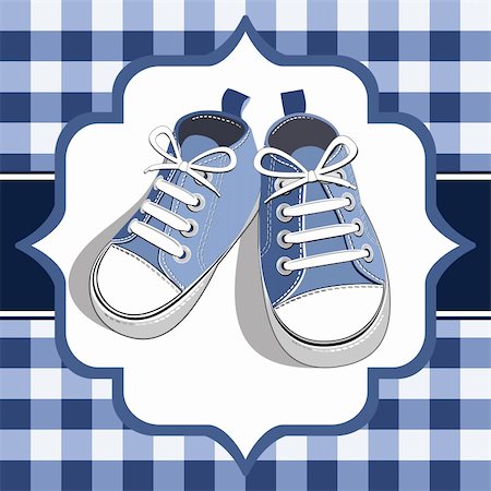 simsearch:400-04939110,k - Blue shoes on a checkered background, blue childrens or young adult shoes, pair kids sneaker. Photographie de stock - Aubaine LD & Abonnement, Code: 400-04347365