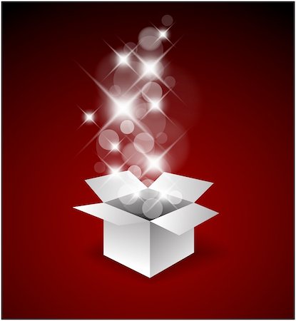 red confetti - Magic gift box with a big surprise - christmas illustration Stock Photo - Budget Royalty-Free & Subscription, Code: 400-04347495