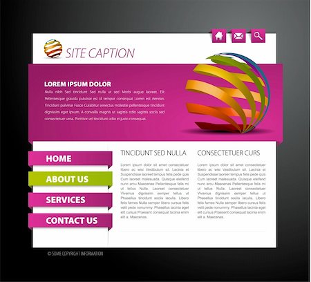 Modern web page template - with 3d navigation items Stock Photo - Budget Royalty-Free & Subscription, Code: 400-04347528