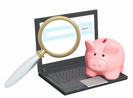 simsearch:400-04089513,k - Electronic bank account. Piggy bank and laptop. Objects isolated over white Stock Photo - Budget Royalty-Free & Subscription, Code: 400-04347664