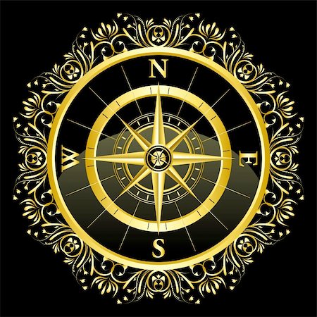 simsearch:400-04773117,k - illustration of floral compass on black background Stock Photo - Budget Royalty-Free & Subscription, Code: 400-04347907