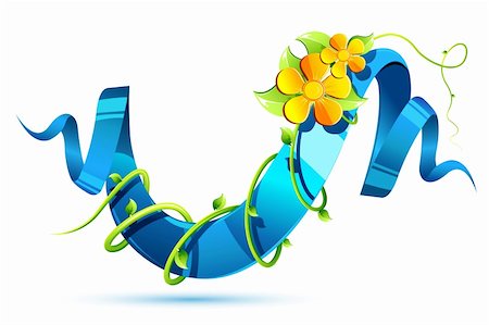 simsearch:400-06171291,k - illustration of glossy ribbon with floral swirls laying on floral Foto de stock - Super Valor sin royalties y Suscripción, Código: 400-04347911