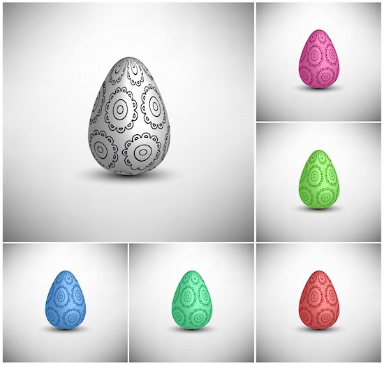 Set of nine Easter eggs different colors Foto de stock - Sin royalties, Artista: kanonsense, Código de la imagen: 400-04348114