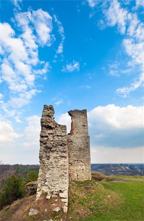simsearch:400-05243959,k - Spring view of ancient castle ruins ( Kremenets city , Ternopil Region, Ukraine). Built in 12th century. Stock Photo - Budget Royalty-Free & Subscription, Code: 400-04348284
