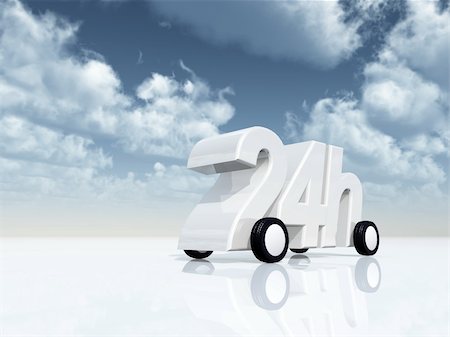delivery business symbols - 24h on wheels - 3d illustration Stock Photo - Budget Royalty-Free & Subscription, Code: 400-04348307
