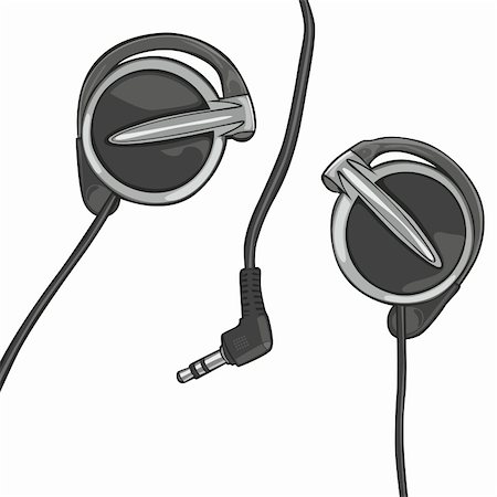 simsearch:400-04838289,k - fully editable vector illustration of earphones isolated on white Stock Photo - Budget Royalty-Free & Subscription, Code: 400-04348393