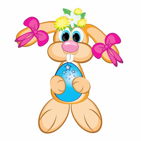 fun plant clip art - Easter Bunny Girl with colored egg. Easter card on white Stock Photo - Budget Royalty-Free & Subscription, Code: 400-04348424