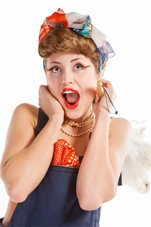 pin up girl, bonde  housewife isolated on white Stock Photo - Budget Royalty-Free & Subscription, Code: 400-04348528