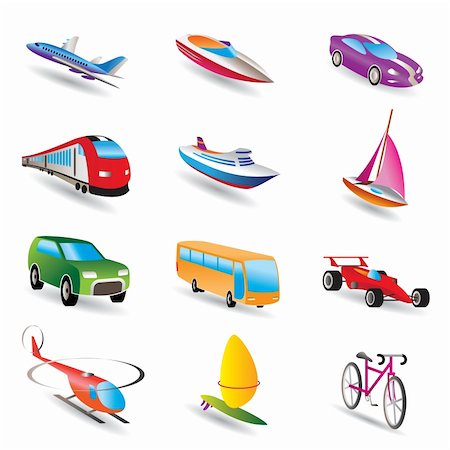 different kind of transportation and travel icons - vector icon set Stock Photo - Budget Royalty-Free & Subscription, Code: 400-04348732